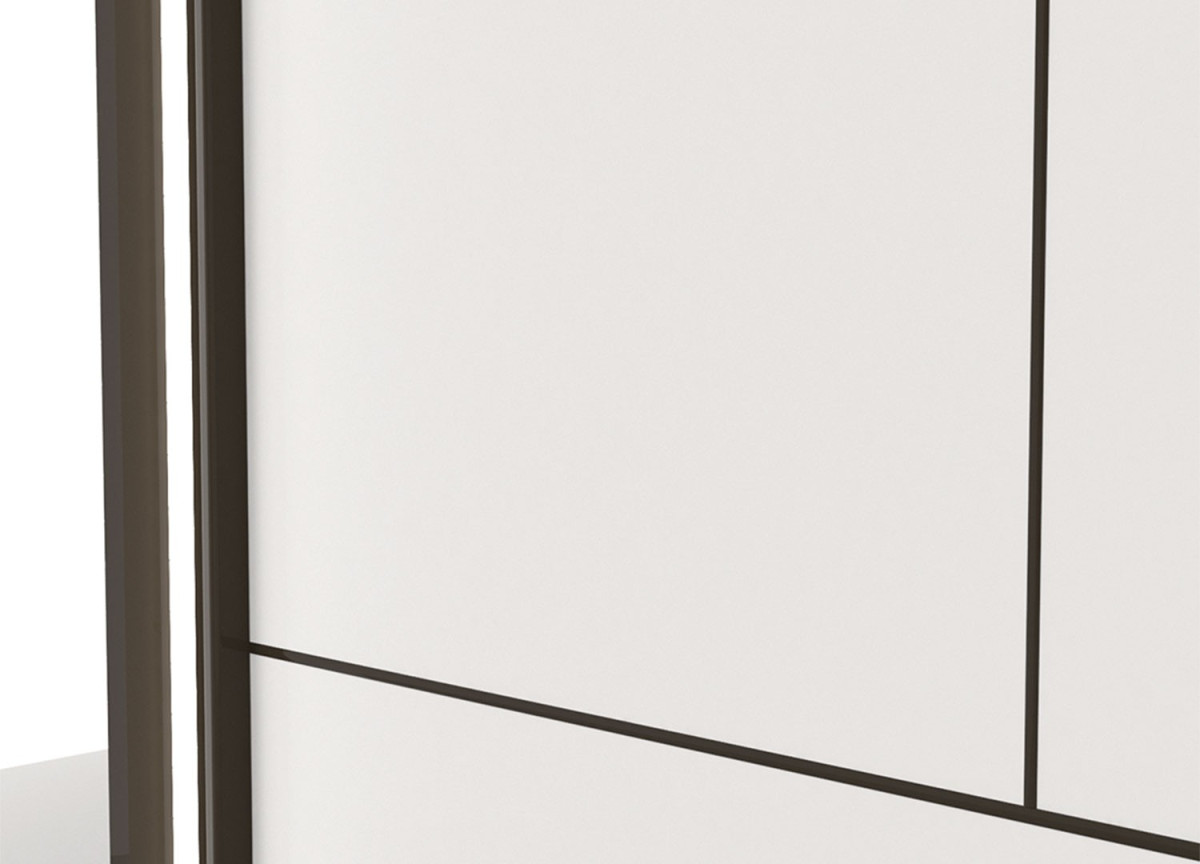Armoire coulissante blanc et gris laquée