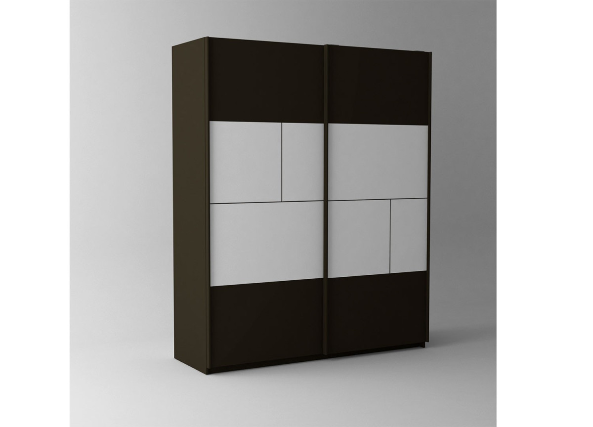 Armoire coulissante blanc et gris laquée