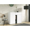 Commode 2 portes 1 tiroir 2 niches blanche & grise