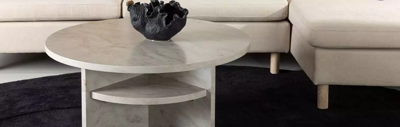 table basse ronde design marbre beige