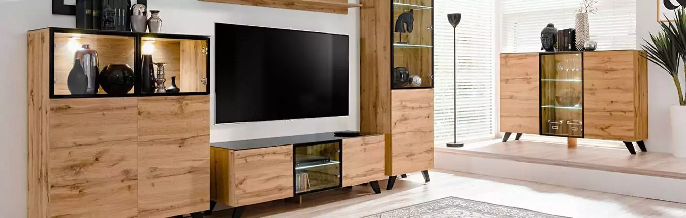 ensemble tv style industriel bois et métal noir