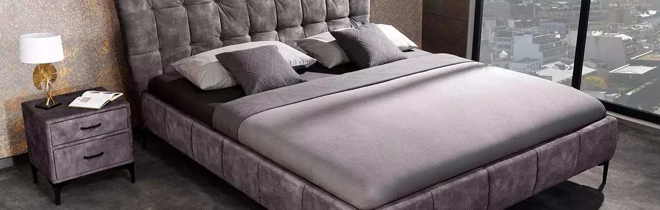 mobilier de chambre moderne en velours gris