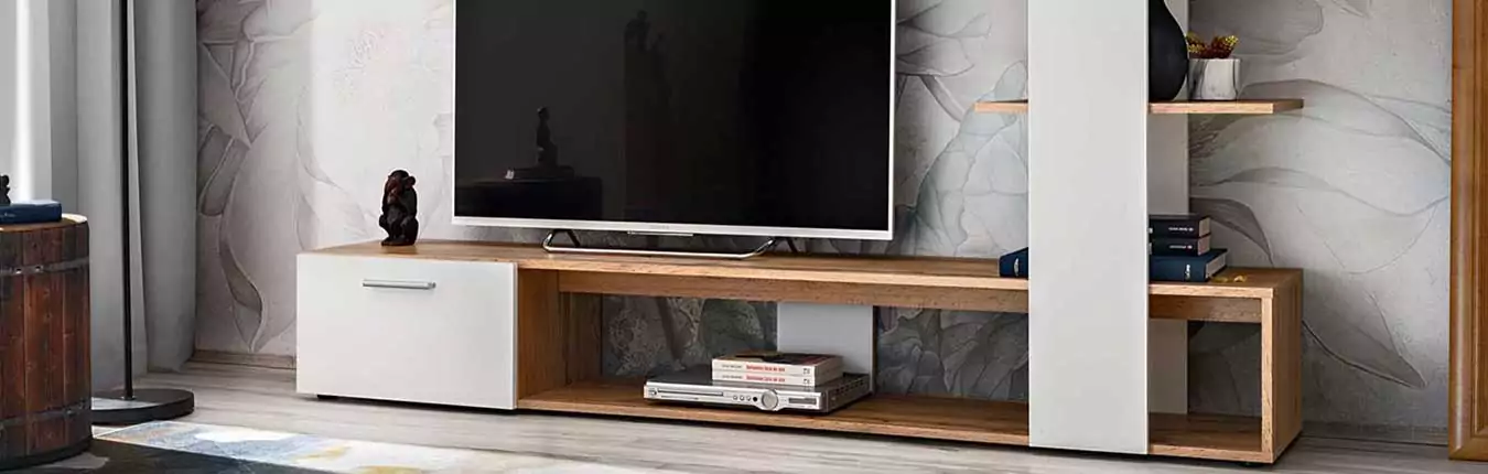 ENSEMBLE TV PAS CHER BLANC ET BOIS