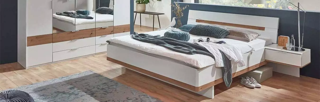 Chambre moderne pour adulte blanc et bois