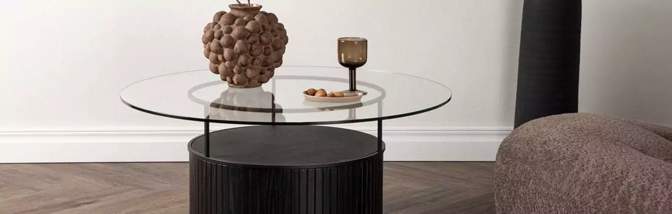 table de salon design noir et verre