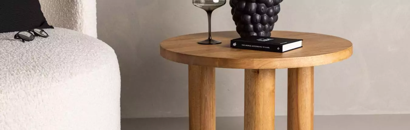 table basse ronde en bois massif clair 60 cm