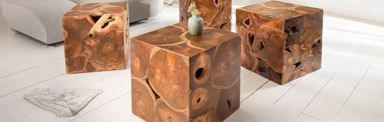 table basse et table d'appoint en bois de teck