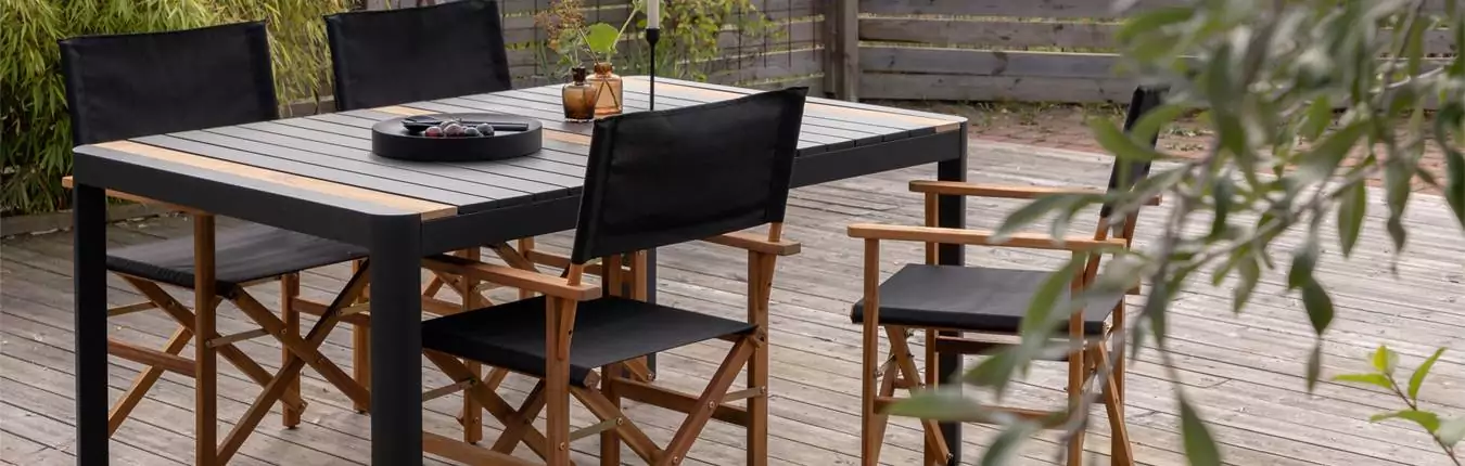 Meubles de jardin collection en bois et tissu noir