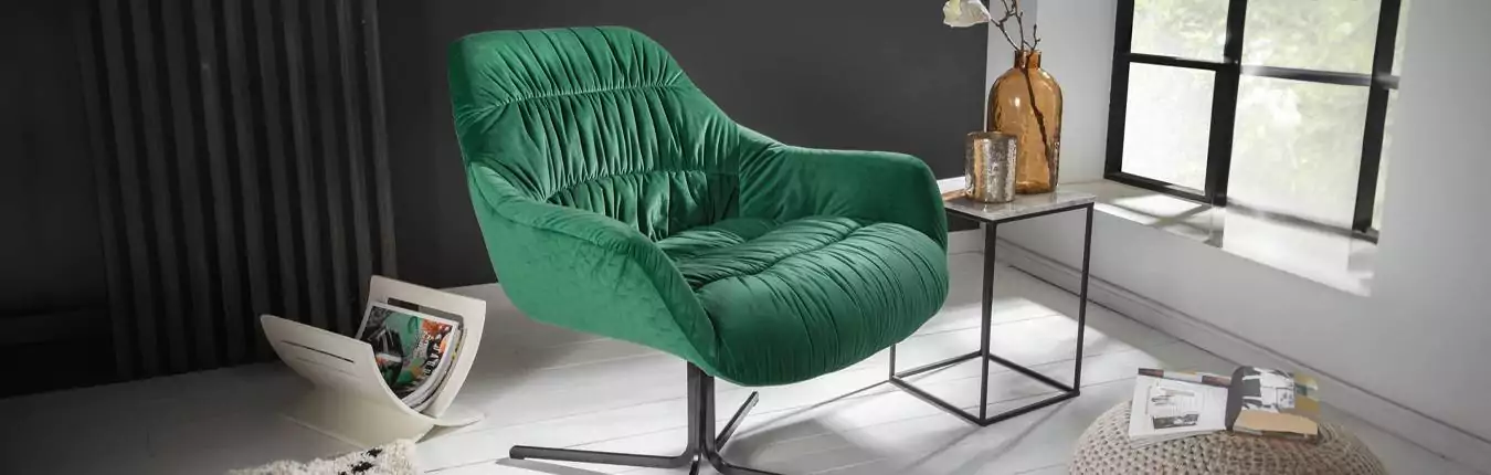 fauteuil rotatif en velours vert