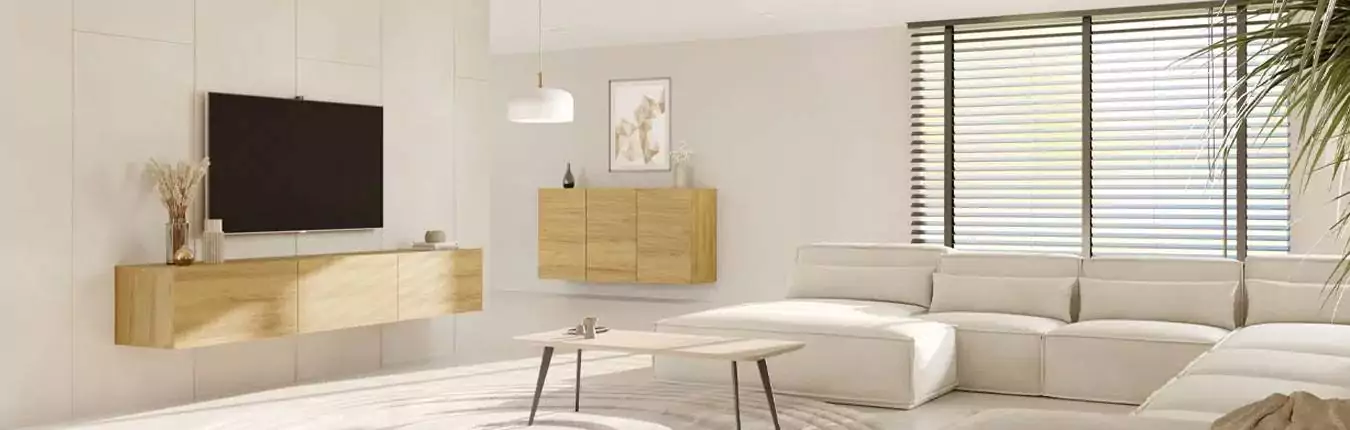 meubles de salon modernes couleur chêne hickory