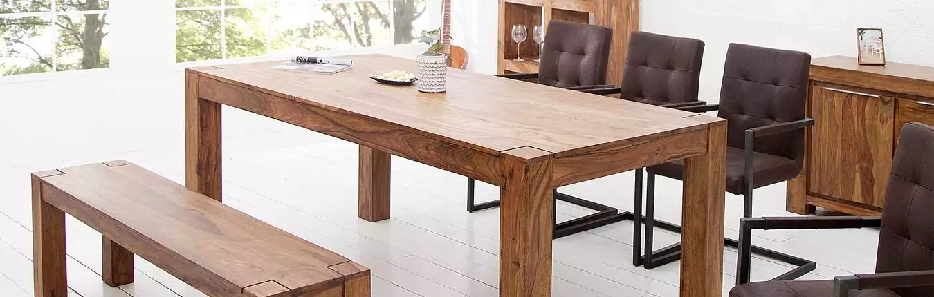 table, banc et chaises de salle à manger en bois de shesham