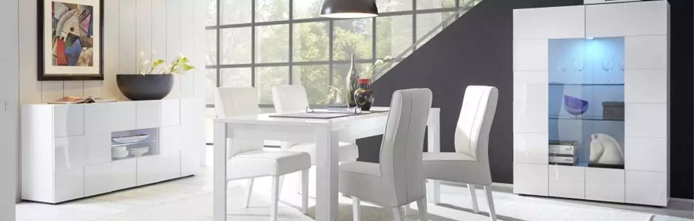 meubles de séjour modernes blanc laqué brillant
