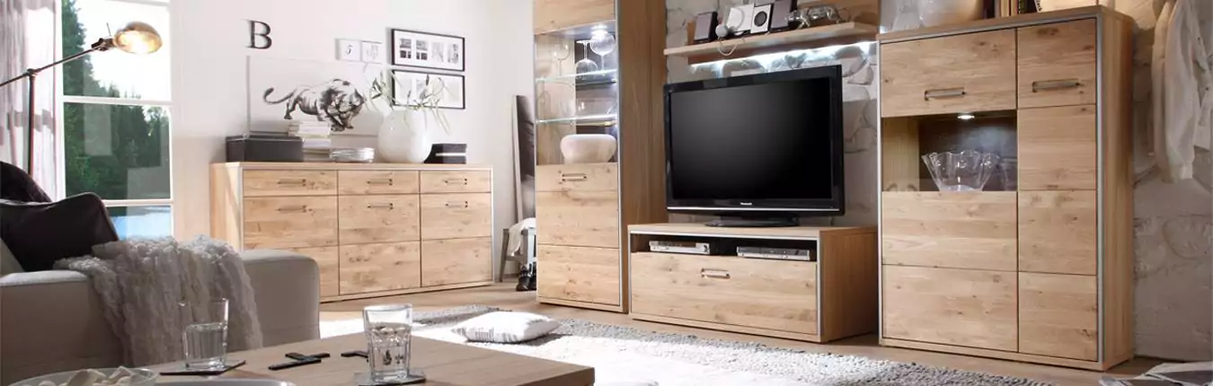 mobilier de salon contemporain en chêne massif