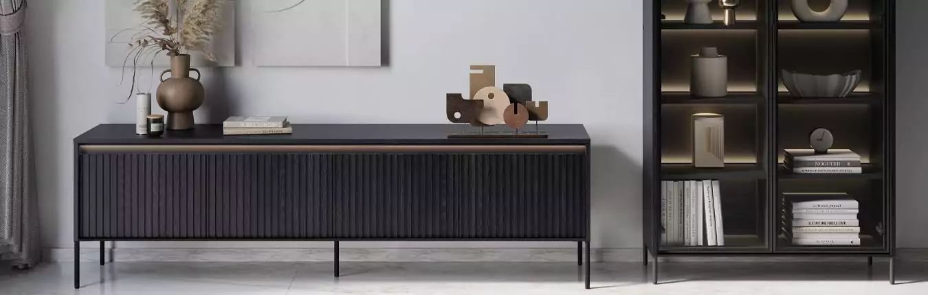 mobilier tendance noir avec éclairage led