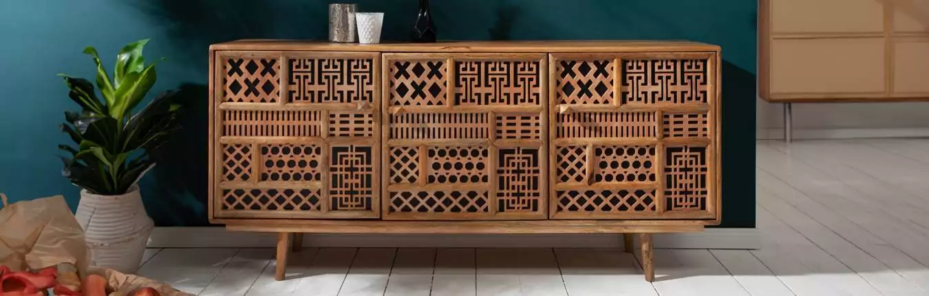 meuble buffet bohème oriental en bois de manguier