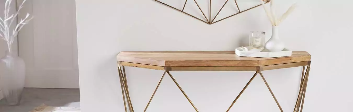 table basse, console originale de forme diamant