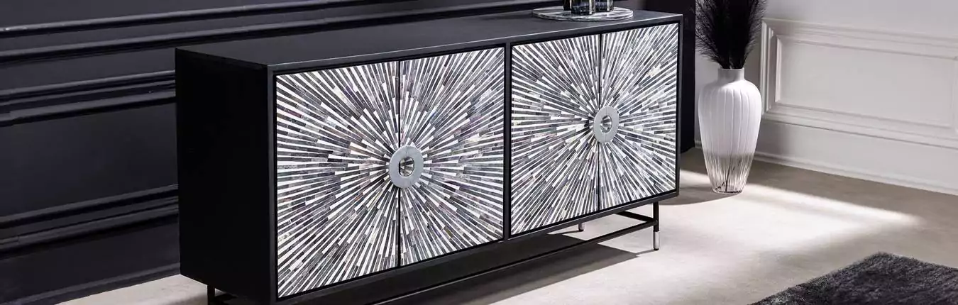 buffet contemporain noir et argenté