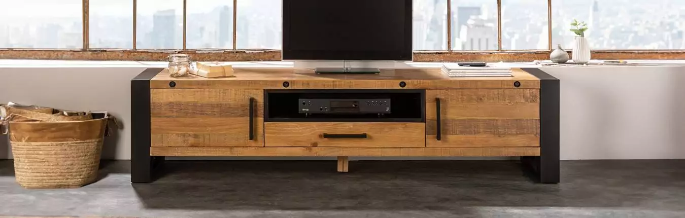 meuble tv industriel en pin et métal