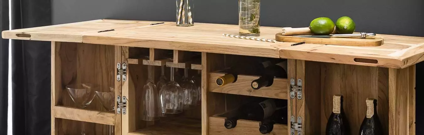 meuble comptoir en bois massif avec rangement