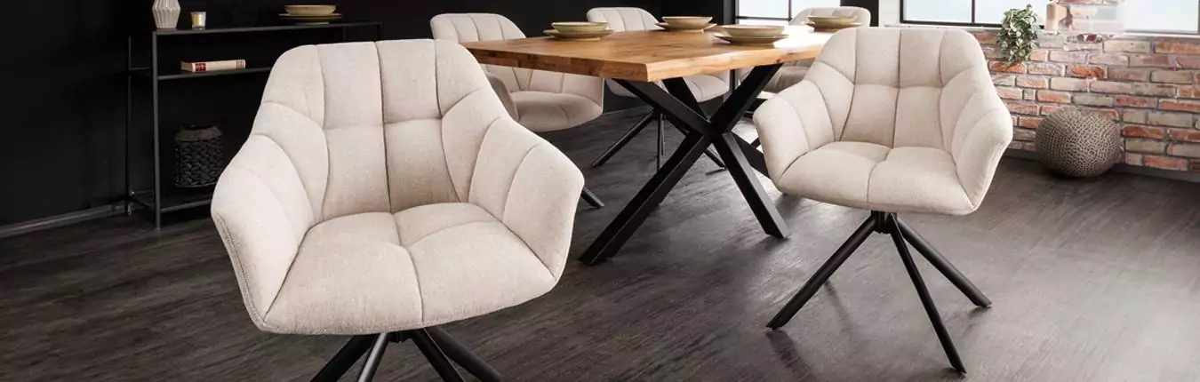 Chaise et banquette en tissu beige tendance