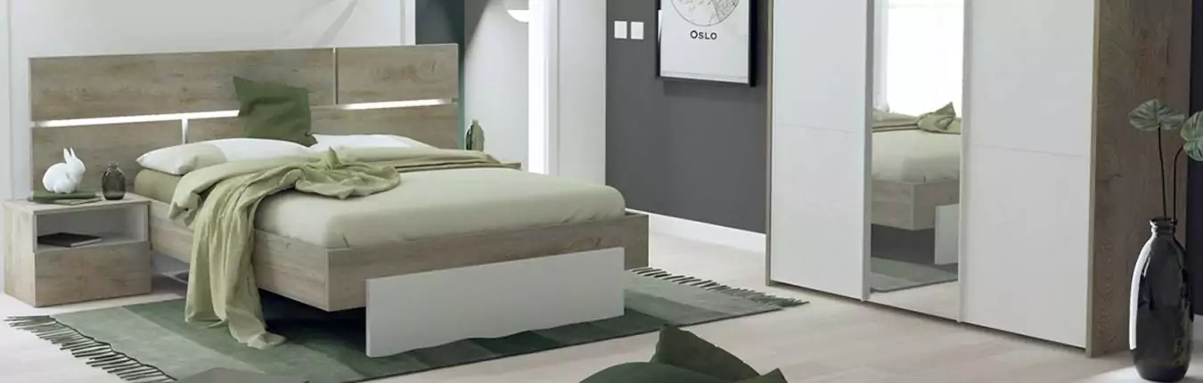 chambre moderne blanc et bois