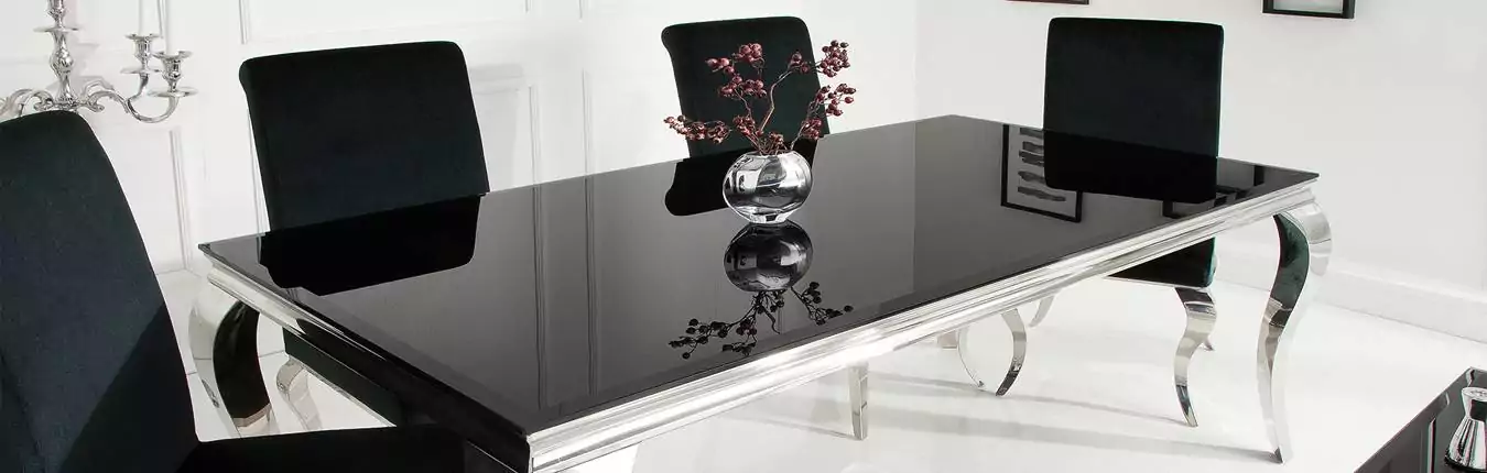 meuble en verre noir et acier chromé