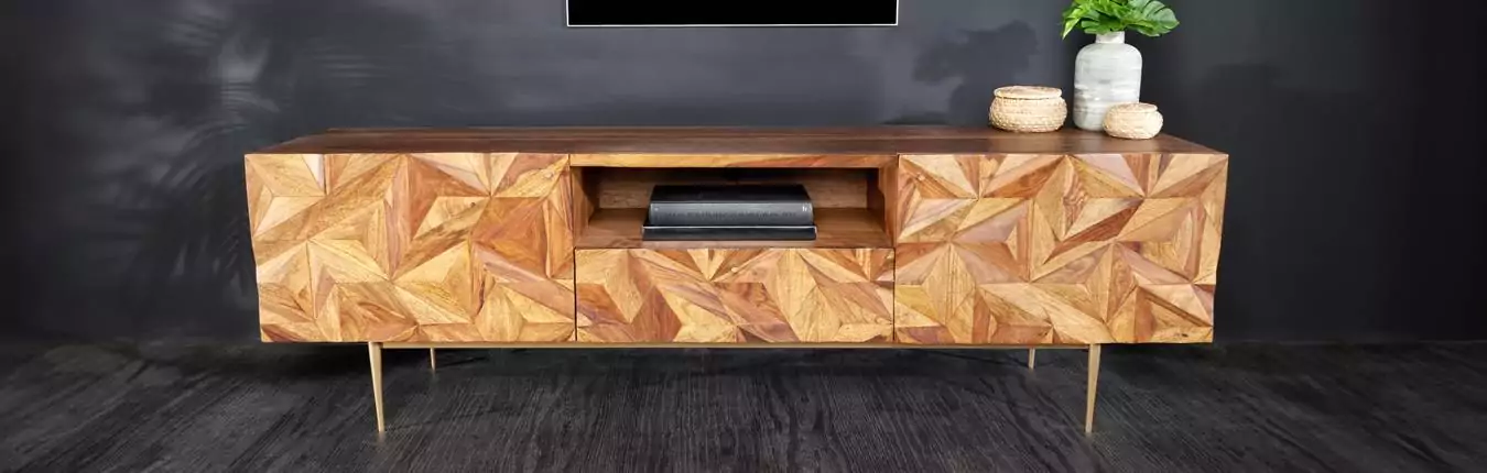 meuble tv en bois massif style rétro