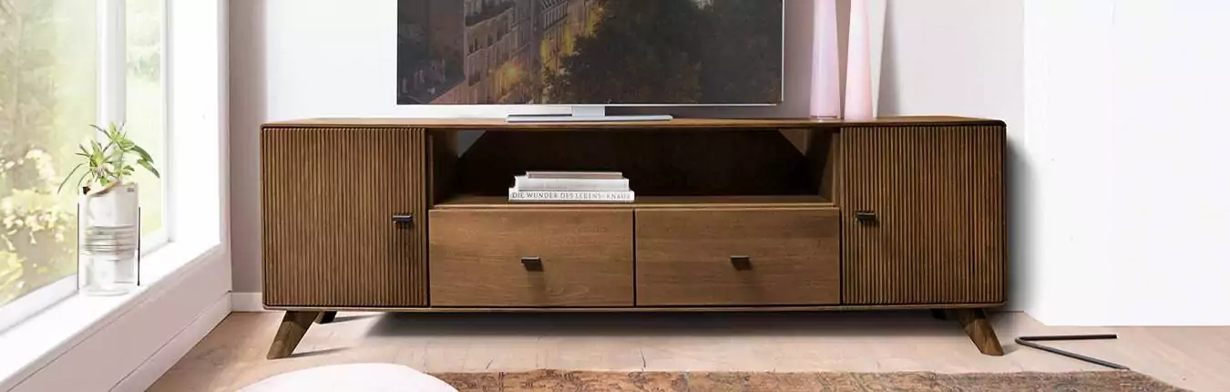 meuble tv contemporain en hêtre foncé