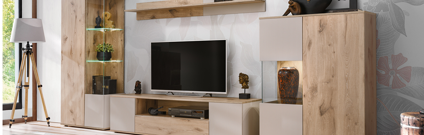 ensemble tv moderne bois et cachemire