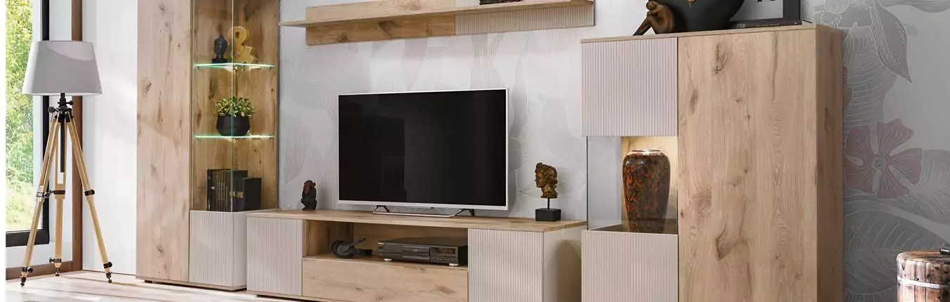 ensemble tv moderne bois et cachemire