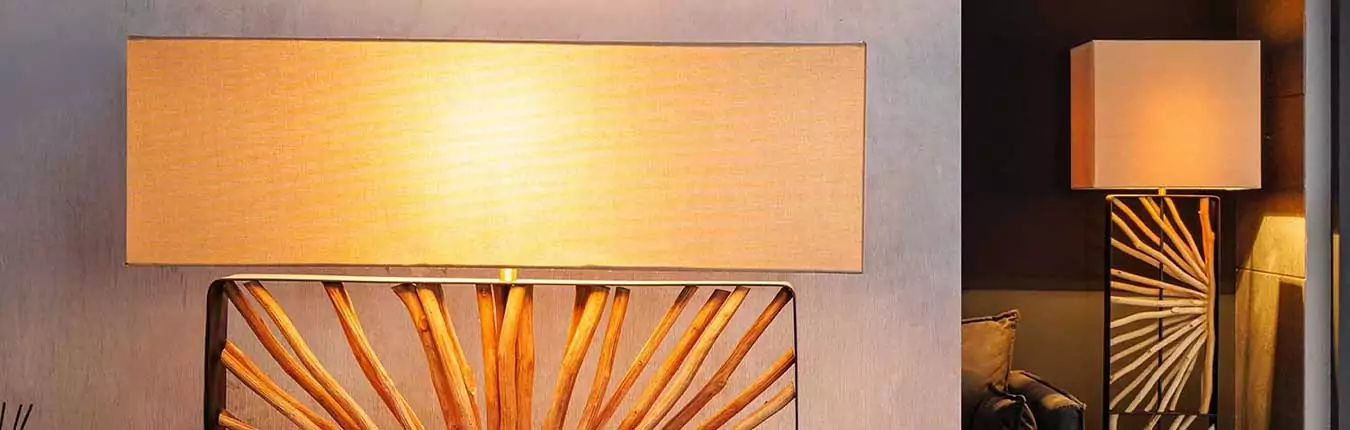 lampe à poser et luminaire sur pied original bois et lin