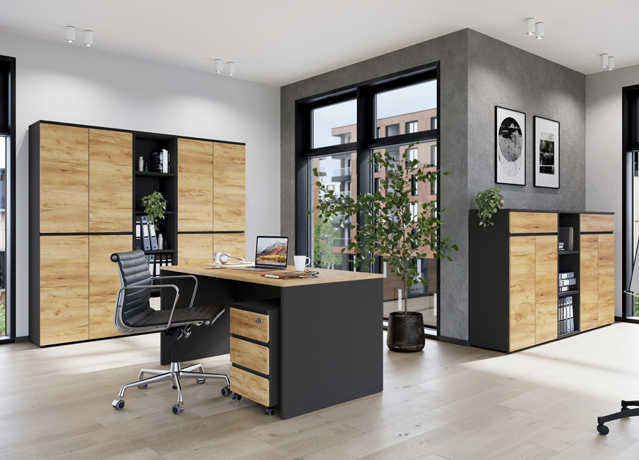 mobilier de bureau de qualité graphite et bois