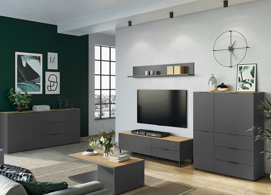 ensemble de meuble moderne gris et bois