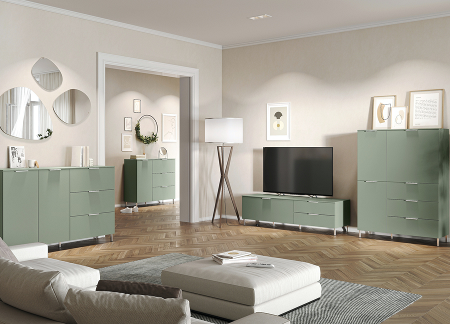 meubles de salon vert sauge tendance