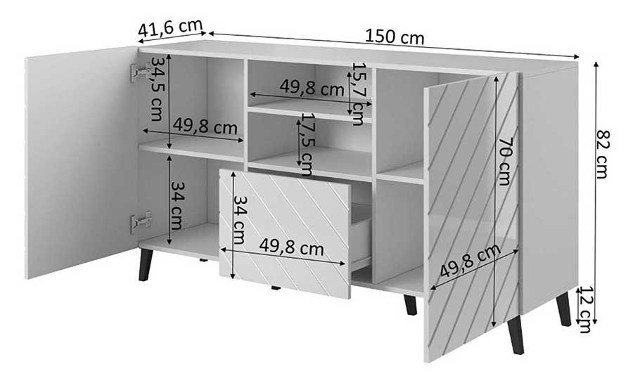 meuble buffet ouvert avec dimensions