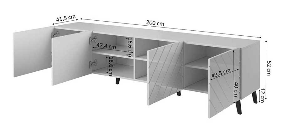 long meuble tv ouvert avec dimensions