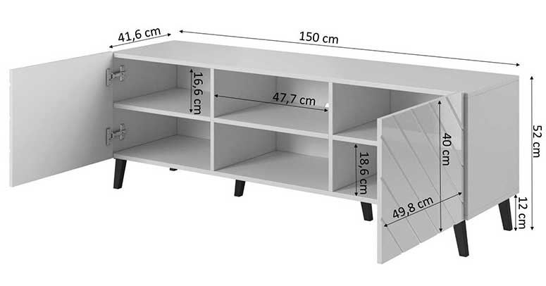 meuble tv ouvert avec dimensions