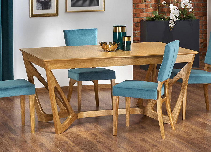table et chaise design en velours et bois massif