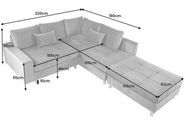 dimensions exacte du canapé d'angle