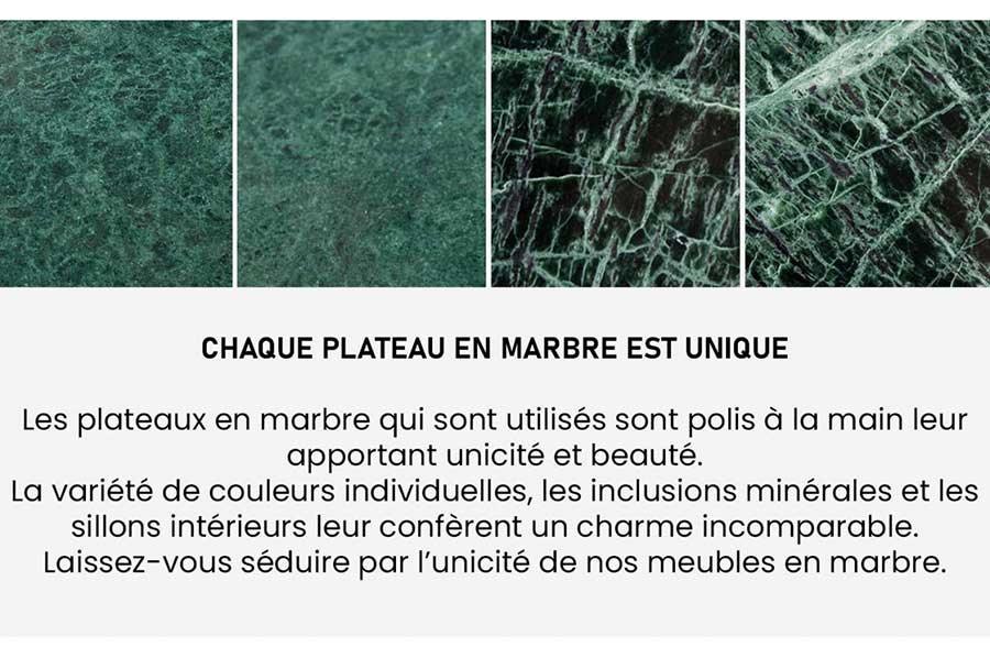 détail du marbre vert de la table basse