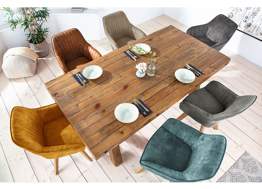 Chaise design de salle à manger en cuir matelassé et bois