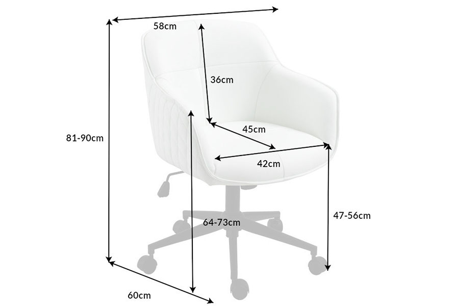 DIMENSIONS DE LA CHAISE BUREAU BLANCHE