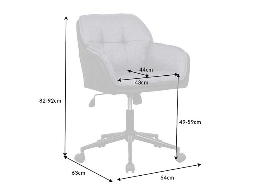 DIMENSIONS DE LA CHAISE BUREAU DESIGN GRISE