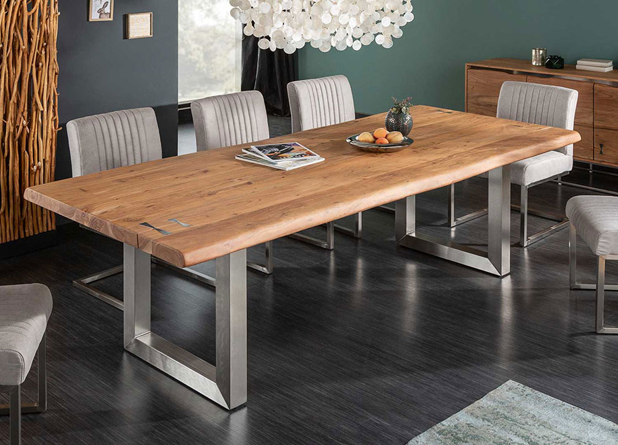 table de salle a manger en bois et chaises design gris pierre