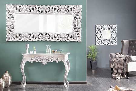 MIROIR ET CONSOLE BAROQUE ARGENTE