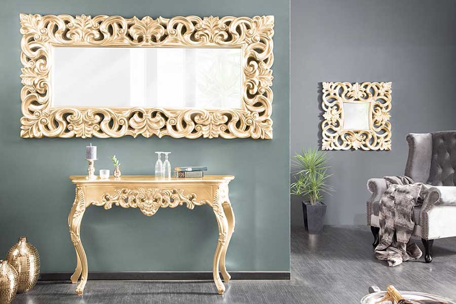 miroir et console baroque doré or