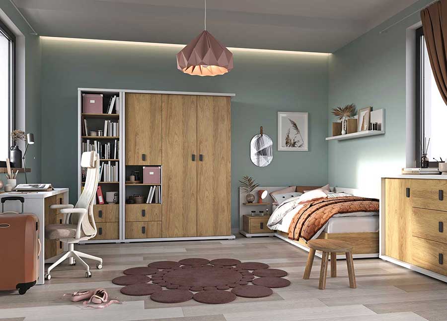 MEUBLE DE CHAMBRE A COUCHER ENFANT BLANC ET BOIS