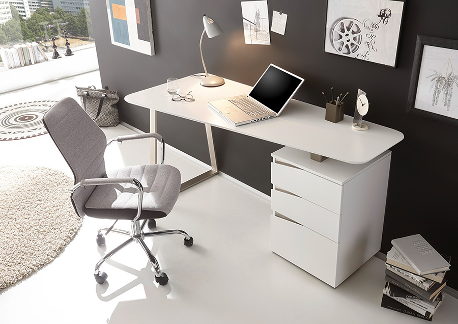 Bureau design blanc laqué pour une décoration chic et contemporaine