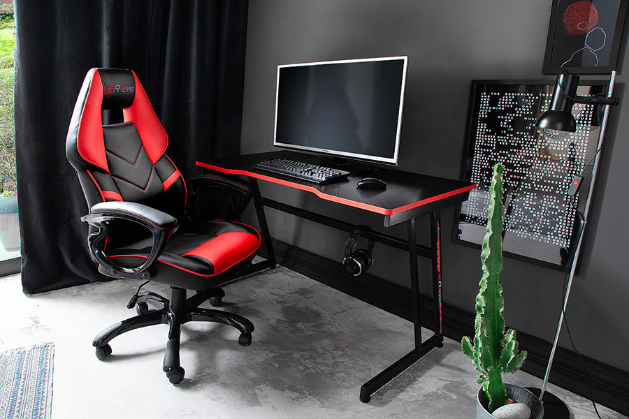 fauteuil de bureau confortable noir et rouge