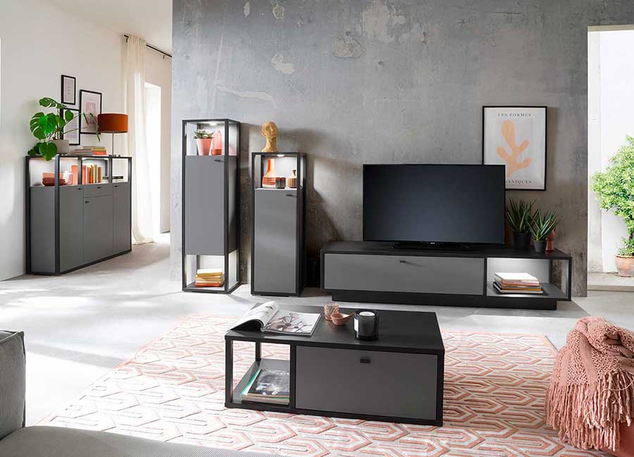 mobilier de salon d'intérieur design gris anthracite